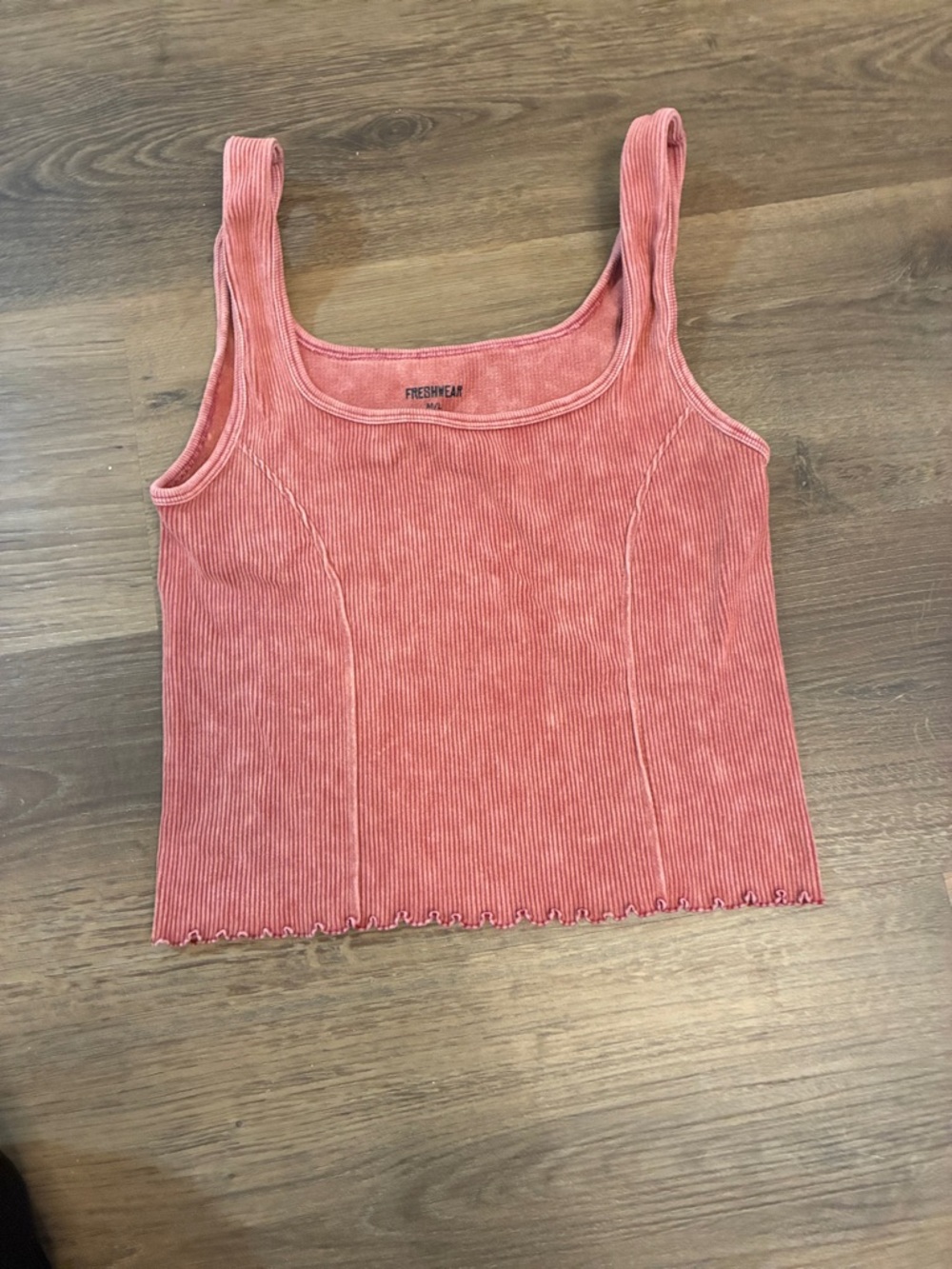 Free People Pink Ribbed Square-Neck Tank